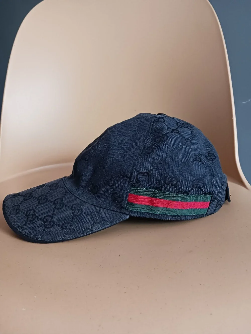 Gucci Monogram, Canvas Basball Hat With Web, One Size